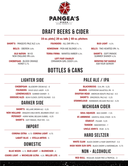 Draft Beers & Cider Bottles & Cans