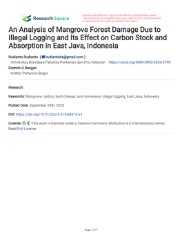 An Analysis of Mangrove Forest Damage Due to Illegal Logging and Its Effect on Carbon Stock and Absorption in East Java, Indonesia