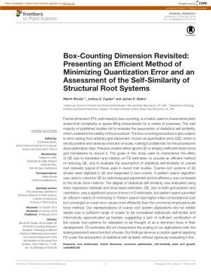 Box-Counting Dimension Revisited: Presenting an Efﬁcient Method of Minimizing Quantization Error and an Assessment of the Self-Similarity of Structural Root Systems