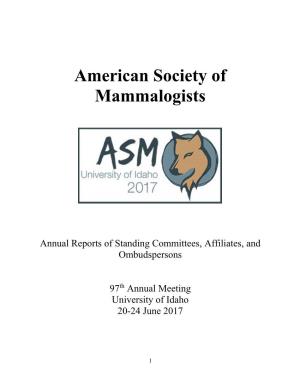 2017 ASM Standing Committee and Representatives Annual Reports