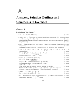 Answers, Solution Outlines and Comments to Exercises
