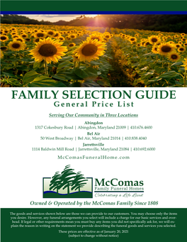 Family Selection Guide & General Price List