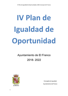 IV Plan De Igualdad De Oportunidades 2018