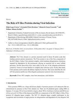 The Role of F-Box Proteins During Viral Infection