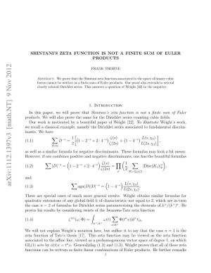 Shintani's Zeta Function Is Not a Finite Sum of Euler Products