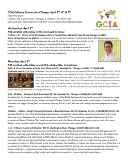 GCIA Culinary Connection Chicago Agenda