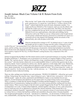 Joseph Jarman: Black Case Volume I & II: Return from Exile May 18, 2020 by Brian Morton