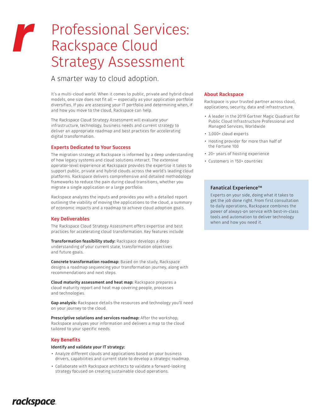 Professional Services: Rackspace Cloud Strategy Assessment a Smarter Way to Cloud Adoption