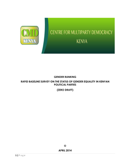 Gender Ranking Rapid Baseline Survey on the Status of Gender Equality in Kenyan Political Parties