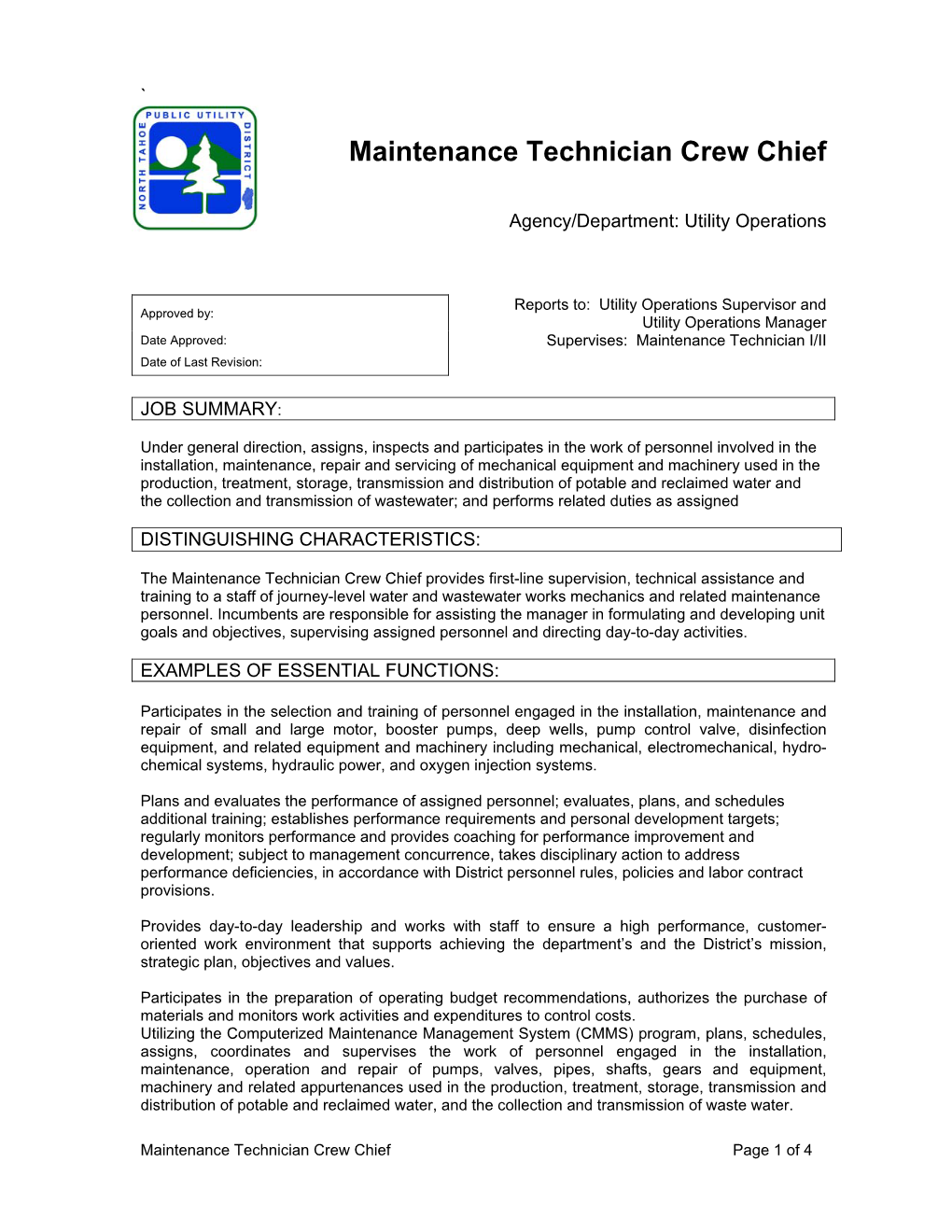 Maintenance Technician Crew Chief