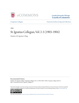 St. Ignatius Collegian, Vol. 2-3 (1903-1904) Students of St
