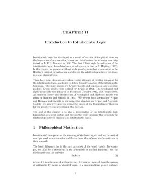 CHAPTER 11 Introduction to Intuitionistic Logic