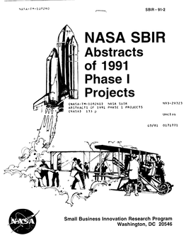 NASA SBIR Abstracts of 1991 Phase I Projec:Ts