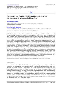 IWRM and Large-Scale Water Infrastructure Development in Piura, Peru