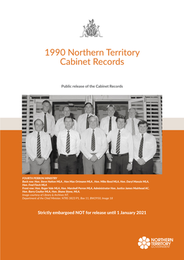 1990 Northern Territory Cabinet Records Booklet