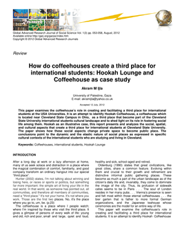 Hookah Lounge and Coffeehouse As Case Study