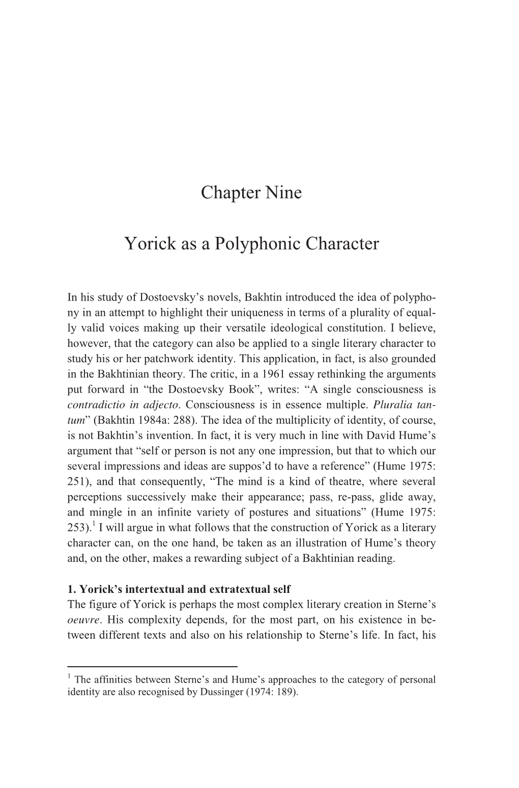 Chapter Nine Yorick As a Polyphonic Character