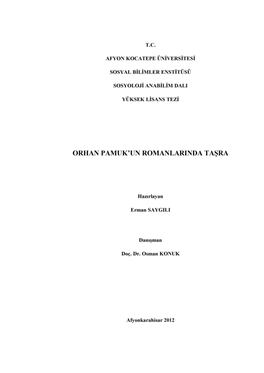 Orhan Pamuk'un Romanlarında Taşra.Erman SAYGILI.Pdf