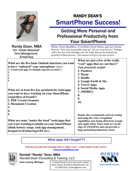 Smartphone Success! Getting More Personal and Professional Productivity From
