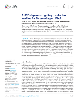A CTP- Dependent Gating Mechanism Enables Parb Spreading On