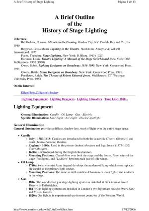 A Brief Outline of the History of Stage Lighting