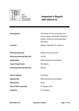 Inspectors Report (304/R304414.Pdf, .PDF Format 108KB)
