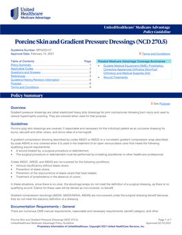 Porcine Skin and Gradient Pressure Dressings (NCD 270.5)