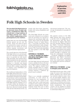 Folk High Schools in Sweden