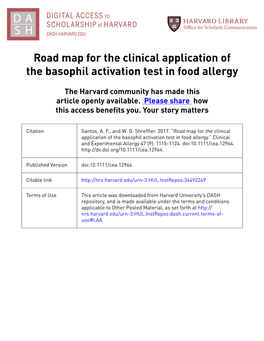 Road Map for the Clinical Application of the Basophil Activation Test in Food Allergy