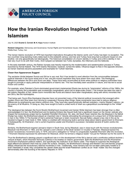 How the Iranian Revolution Inspired Turkish Islamism