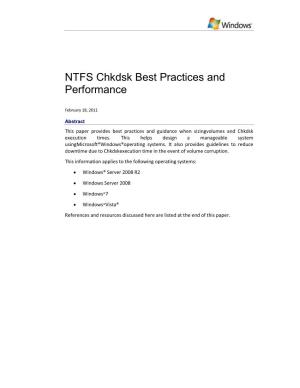 NTFS Chkdsk Best Practices and Performance