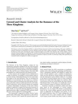 Coword and Cluster Analysis for the Romance of the Three Kingdoms