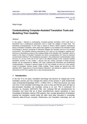 Contextualising Computer-Assisted Translation Tools and Modelling Their Usability