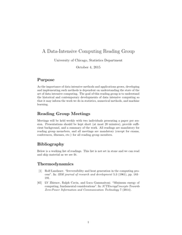 A Data-Intensive Computing Reading Group