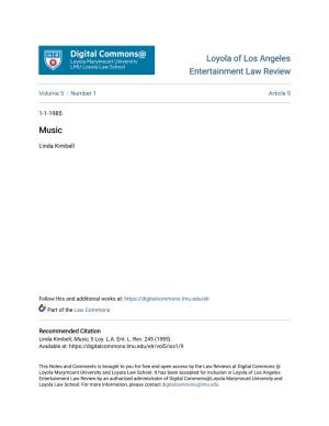 Loyola of Los Angeles Entertainment Law Review Music