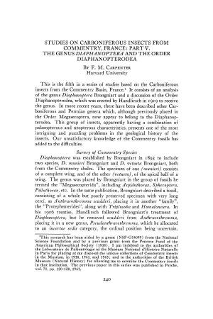 Commentry, France: Part V. the Genus Diaphanoptera and the Order Diaphanopterodea by F
