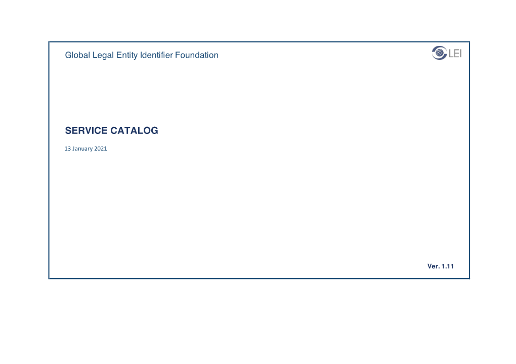 GLEIF Service Catalog Version 1.11
