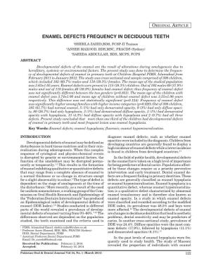 Enamel Defects Frequency in Deciduous Teeth