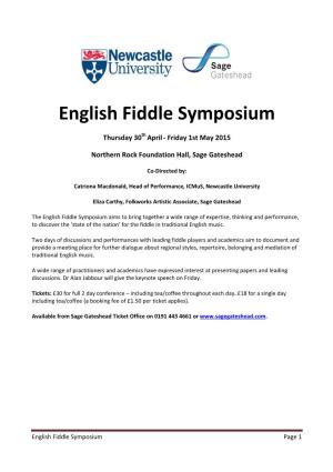 English Fiddle Symposium Programme