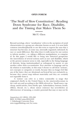 'The Stuff of Slow Constitution': Reading Down Syndrome for Race