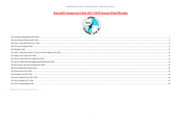 Kurnell Catamaran Club 2017-2018 Season Final Results