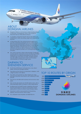 Darwin to Shenzhen Service About Donghai Airlines Top