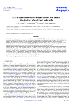 SDSS-Based Taxonomic Classification and Orbital Distribution of Main Belt Asteroids