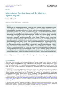 International Criminal Law and the Violence Against Migrants