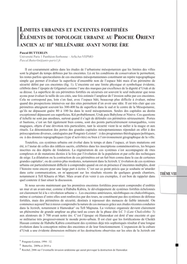 Limites Urbaines Et Enceintes Fortifiées Éléments De Topologie Urbaine Au