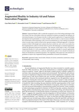 Augmented Reality in Industry 4.0 and Future Innovation Programs