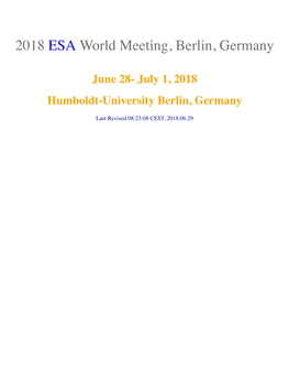 2018 ESA World Meeting, Berlin, Germany