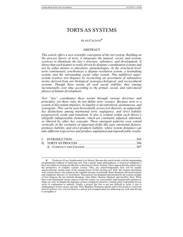 Torts As Systems
