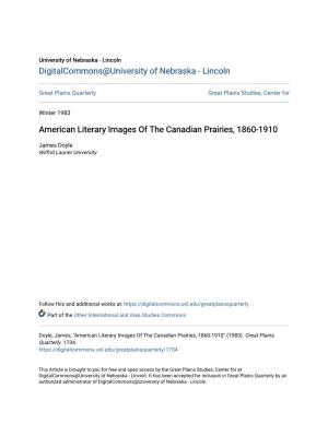 American Literary Images of the Canadian Prairies, 1860-1910
