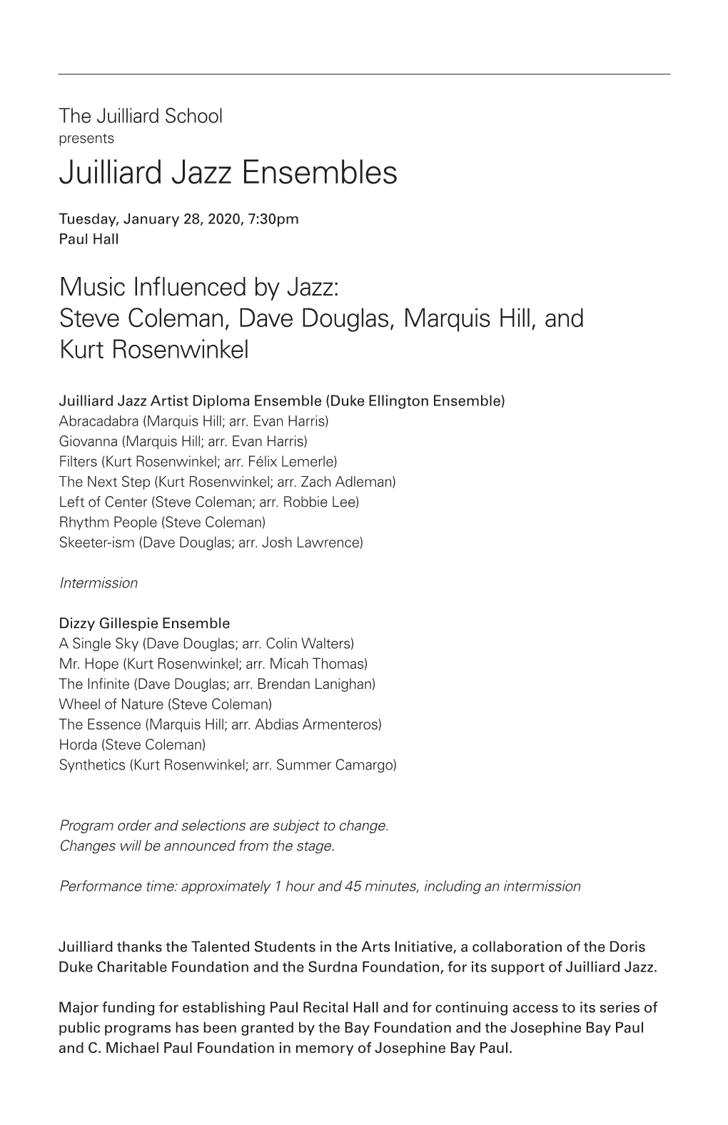 Juilliard Jazz Ensembles